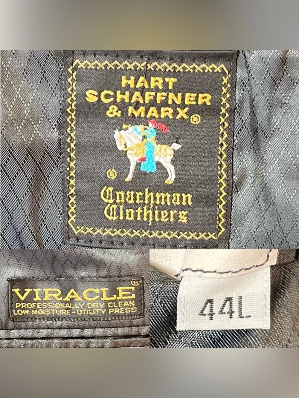 Hart Schaffner Marx 44L Gray Pinstripe Wool Blazer Sport Coat